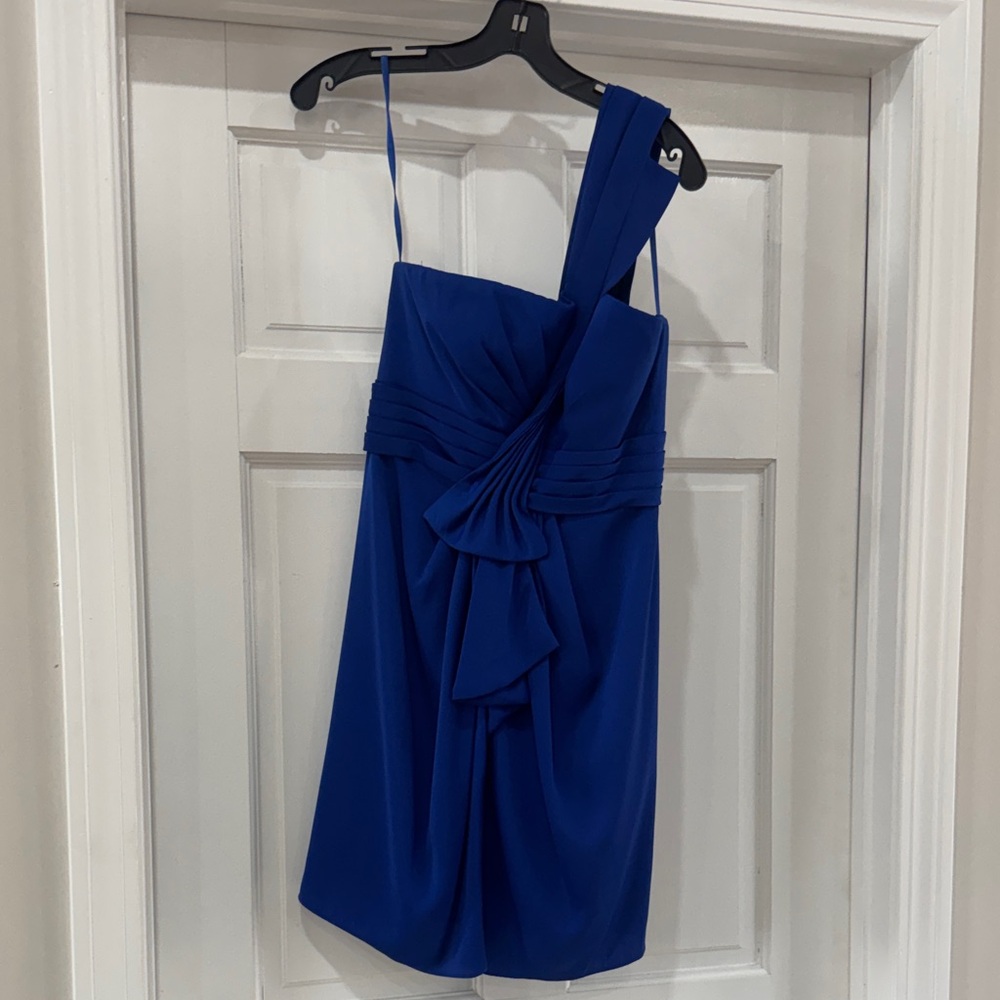 BCBG Maxazria Blue One-Shoulder Cocktail Mini Dress